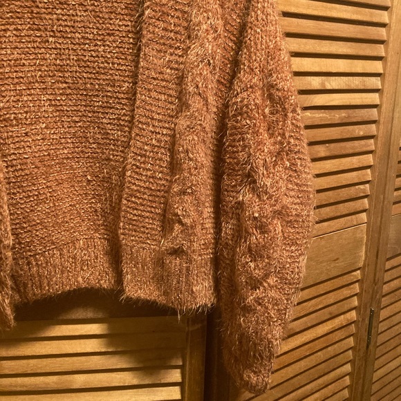 Woven Heart Rust Soft, Fuzzy and Cuddly Cropped Cardigan - Picture 8 of 16